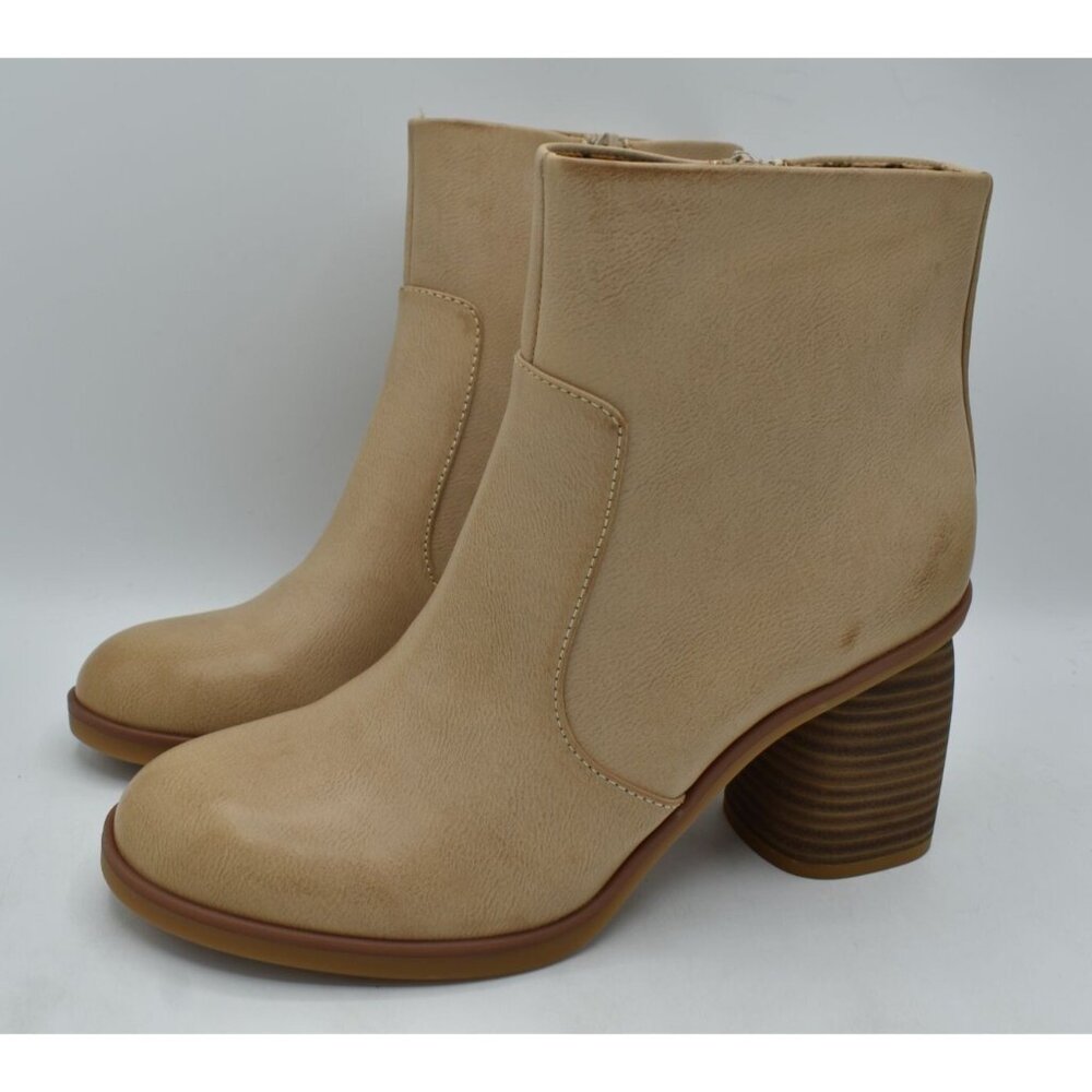 Korks by Kork-Ease Womens Size 8 Destiny Cream PU Block Heel Booties Boots